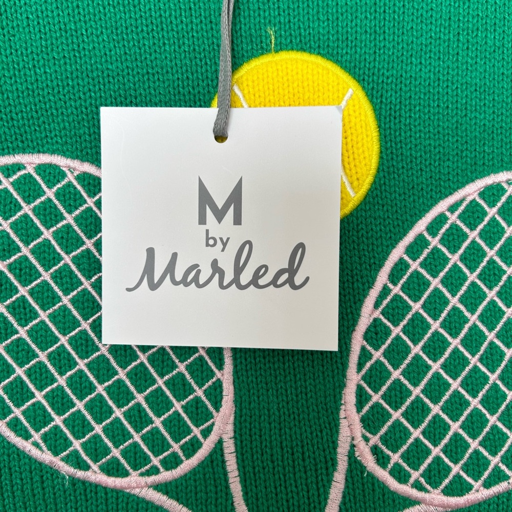 M by Marled Green Tennis Sweater Embroidered Racket design/ NWT/ L - Picture 5 of 11